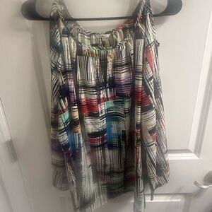 Milano Multicolor Abstract Print Blouse — White, Black, Green, Yellow, Red